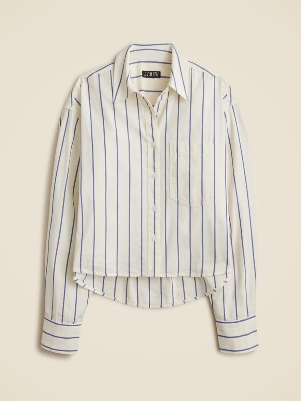 J. Crew étienne cropped button up shirt in striped cotton poplin